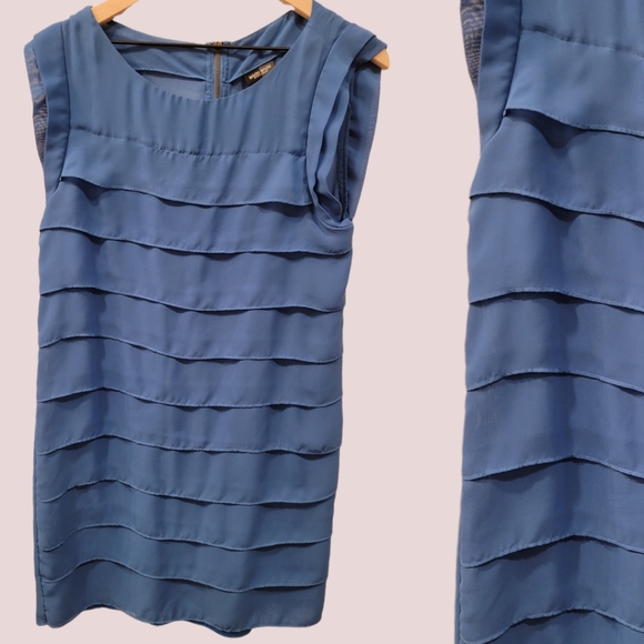 Bisou Bisou dress blue ruffles - Picture 1 of 5